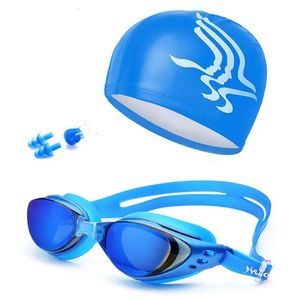 Verres de nage professionnelles Unisexe Swimming Goggles étanche antifog UV Protection Capes de surf Plugs Clip de nez 240416