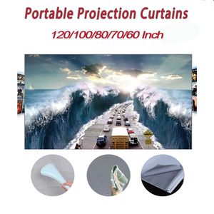 Écrans de projection Écran de projecteur 120/100/80/70/60 pouces HD16 9 Écran sans cadre Toile murale pliable pour projecteur Écran de bureau à domicile 231206