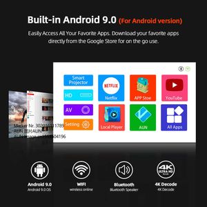 Projetores AUN Z5 Projetor Suporte 1080P 3D Vídeo Home Movie Theater Portátil Mini Projetor sem Android Native 720P Resolução R230306