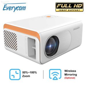 Projectoren Everycom X70 Mini LED-ondersteuning 1080P WiFi-projector Pocket Pico Draagbare LCD Video Film Multimedia SmartPhone Beamer Home Cinema L230923