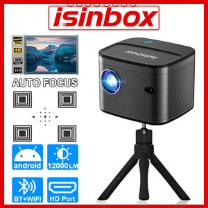 Projectors ISINBOX Projector Android 9.0 WIFI Bluetooth Auto Focus Keystone Correction Projectors HD 1080P Video 12000 Lumens Home Theater 230809