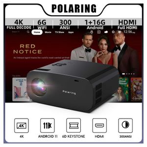 Projectors Polaring P7 Pro Projector 1080P Android 4K Projetor Dual 6G Wifi 13000 Lumens 300Ansi Cinema Home 6D Keystone Proyector L230923