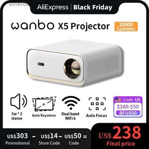 Projectors Wanbo X5 Projector 4K 1100ANSI Stereo Sound Dual Band Wifi 1080P 20000 Lumens Android Projetor for Office Home Cinema camp Q231128
