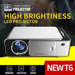 Projecteurs YERSIDA T6 projecteur LED Full HD 2K 4K 4000 Lumen 720p projecteur de cinéma Portable Portable Android WiFi projecteur 3D Home cinéma Q231128