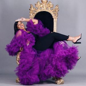 Prom Purple Robes for Women 2022 Boho Long Maternity PhotoShoot Robes Ruffles Party Robes de soirée