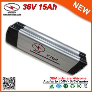 Batterie de vélo électrique Protable 10S7P Silver Fish Battery 36V 15Ah Lithium Li Ion Battery Pack avec boîtier en aluminium 15A BMS