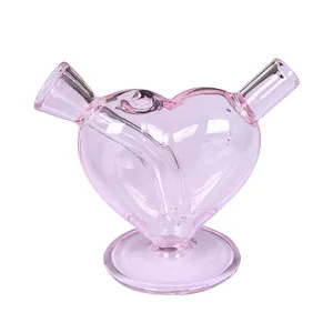 Protbale 3 pulgadas Accesorios para fumar Pink Heart Joint Head Glass Water Bong Oils Hookahs Mini Smoking Pipe Bubbler 3 Inch Dabber