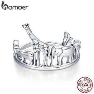 Anillos de dedo de animales de protección para mujer, banda de elefante y oso de Plata de Ley 925, joyería, regalo Unisex SCR656 210512336h