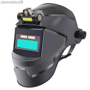 Ropa protectora Máscaras de soldadura con atenuación automática Vista grande Color verdadero Máscara facial de soldadura con oscurecimiento automático para esmerilado Corte Cascos de soldadura por arco HKD230826