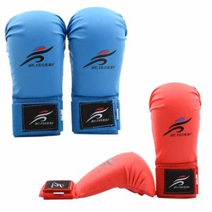 Equipo de protección Guantes baratos de Karate Sparring Hombres Mujeres WKF Guantes de entrenamiento para niños Rojo Azul Boxeo MMA Bolsa de bolsa Guantes Taekwondo Hand Gear yq240318