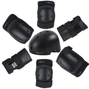 Ensemble d'équipement de protection Casque de patinage Genouillères Coudières Protège-poignet pour enfants Adultes Vélo Patinage à roulettes Escalade T200611