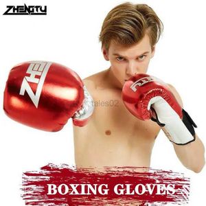 Équipement de protection ZTTY 10 12 14 oz Gants de boxe en cuir Muay Thai Luva de boxe entraînement combat adultes hommes femmes grappling MMA gants de boxe yq240318