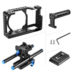 Cage de protection pour caméra vidéo + kit de poignée supérieure, système de fabrication de films pour Sony A6000 A6300 NEX7, accessoires d'éclairage à montage ILDC, livraison gratuite