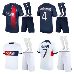 Maillots de football psgs 22 23 24 kits de football pour enfants Paris MBAPPE HAKIMI MARQUINHOS VERRATTI maillot de foot kits de football psgs shorts de football