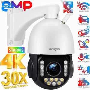 Cámaras PTZ 8MP 4K IP Cámara al aire libre 30x Zoom Wifi Pan Tilt Speed Dome Camera CCTV Tracking Humanoid Noche de seguridad Cámara de monitorización de seguridad C240412