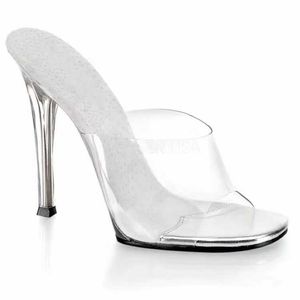 PU Ladies 2024 Nouveau Real Leather 12cm High Heel Square Toe Shoes Party Pvc Transparent One Line Wedding American Europe F 5123