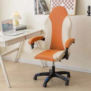 PU Cubierta de silla de juego de cuero Stretch Silla de oficina de la silla de silla elástica de sillón para sillas de computadora estudio de la sala de juegos de estudio en casa