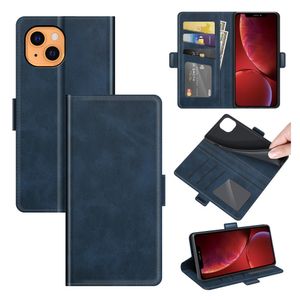 Portefeuille en cuir PU étuis de téléphone portable à rabat fente pour carte double bouton pour Iphone 13 12 11 pro X XS XR max 7 8 PLUS antichoc béquille luxe hommes d'affaires femmes étui de couverture