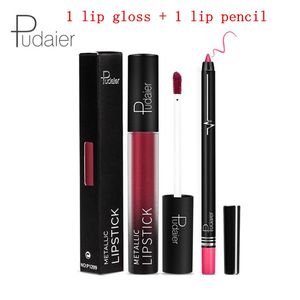 Pudaier 2 en 1 brillant à lèvres mat + crayon Nude Velvet liquide rouge à lèvres imperméable longue durée brillant à lèvres Lip Liner DHL gratuit