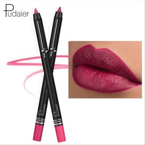 Pudaier delineador de labios mate de un solo color rojo marrón púrpura negro lápiz labial impermeable de larga duración lápiz labial suave