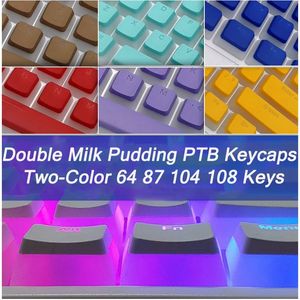 Pudding PBT Keycaps Clavier Mécanique Double S Lait De Peau 104 108 Touches Ensemble Rétroéclairage RVB Profil OEM Keycaps Gamer Mx Switch 240221