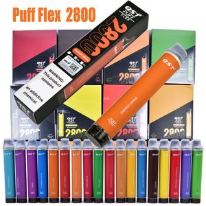 Puff Flex 2800 bouffées Kits de dispositifs de vape pour cigarettes électroniques jetables avec batterie Mesh Coil 850 mah Code de sécurité pré-rempli 8 ml vaporisateur vaper