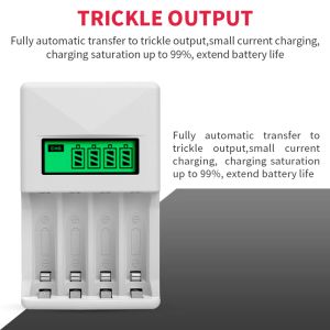 Pujiamx Nuevo 4 tragamonedas Cargador de batería inteligente con pantalla LCD de cable USB para una herramienta de carga de batería recargable de 1.2V AA/AAA