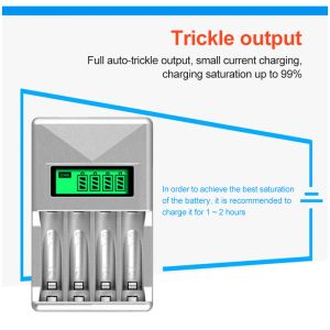 Pujimax 4 Slots LCD Affichage Smart Battery Charger US / EU Plug Purner Adaptateur pour AA / AAA NI-CD NI-MH Batteries Rechargeables