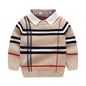 Pullover 2-8T Pull À Carreaux Pour Garçon Fille Enfant En Bas Âge Pull Bébé Tricot Pull Top Hiver Épais Mode Infantile Tricots Vêtements 230906