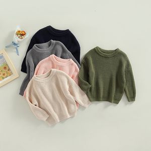 Pullover Autumn Winter Baby Kids Boys Girls Long Sleeve Solid Color Knit Sweater Sweaters Jumper Clothes 221128