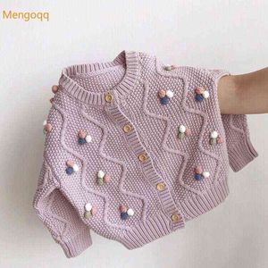 Pullover Autumn Winter Kids Baby Girls Full Sleeve Single-breated Top Outwear Toddler Children Knitting Clothes Flocking Sweater 1-8Y 0913