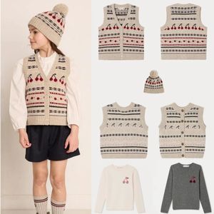 Jersey Baby Girl Ropa de invierno Marca Otoño Arco iris Suéter de punto Cereza Lindo Manga larga Cardigan Niños Abrigo de lana Tops 231017