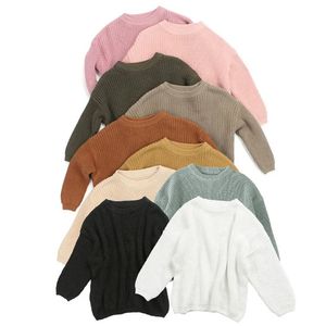 Pullover Baby Sweaters Autumn Winter Kids Boys Girls Long Sleeve Pure Color Knit Sweater Baby Kids Boys Girls Pullover Sweaters Clothes 231215