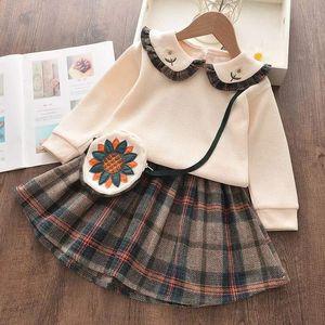 Pullover Bear Leader Girls Clothing Sets 2Pcs Long Sleeve Sweater Suits Autumn Winter Sweatshirt Skirt Outfits Xmas Children Costume 231030