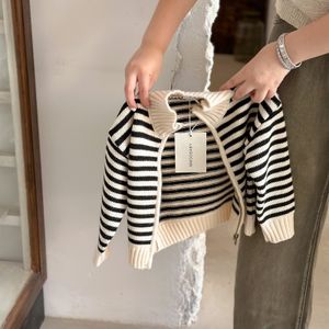 Pull pour enfants, pull d'automne pour garçons et filles, Cardigan tricoté à rayures simples, manteau à fermeture éclair pour bébé, 2023, 230918