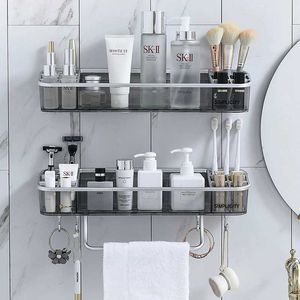 Estante de baño sin perforaciones Champú Cosmético Estante de almacenamiento de toallas Organizador Soporte de esquina de baño Artículos para el hogar Accesorios de baño 210705