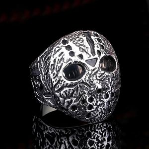 Punk Black Friday Killer Jason Mask Ring For Men 14K Gold Retro Jason Mask Anneaux Biker Jewelry Creative Gift