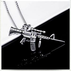 Punk Collier Pendentif En Acier Inoxydable Mitrailleuse Argent Antique Hip Hop Colliers De Mode Fine Bijoux pour Femmes Hommes Cadeau Will et Sandy