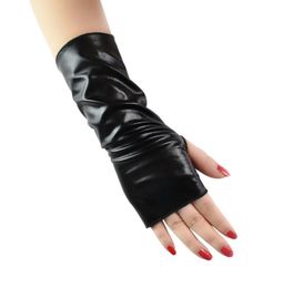 Gants sans doigts Punk Rock accessoires de costume années 80 Disco vacances métal satiné gant de bras de scène gothique Cosplay accessoires de fête pour femmes or argent noir rouge