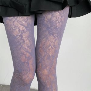 Style Punk doux fille collants cuisse haute bas Lingerie bonneterie Sexy maille résille collants coloré évider bas de corps