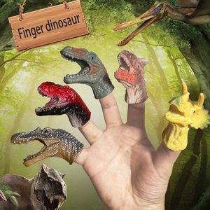 Puppets 5 stks Vinger Dinosaurus Marionet Speelgoed Battle Rollenspel Speelgoed Velociraptor Mini Hand Diermodel Pop Zachte Rubberen Handschoenen Geschenken voor Jongens 230530