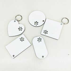 Chiot porte-clés Party Favor sublimation MDF porte-clés pour les femmes empreinte de patte en bois porte-clés Creative Dog Tag FWA7672