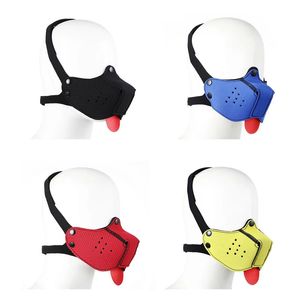 Chiot Jouer Jouets Gay En Caoutchouc Demi-Visage Masque De Chien Cagoule Sexe pour Hommes Jeux Pour Adultes Esclave Bondage Retenue Museau avec Langue 240115