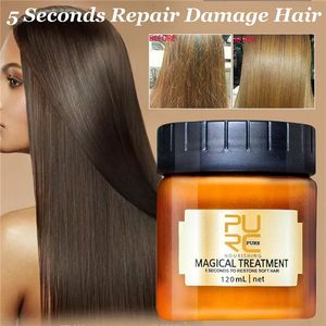Mascarilla para el cabello con tratamiento mágico PURC, 120ml, 5 segundos, repara el daño, restaura el cabello suave, esencial para todo tipo de cabello, queratina para el cuero cabelludo