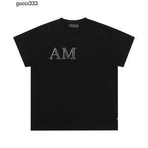 2J11 Camisetas Diseñador camiseta personalidad letra de cuero Splash tinta camiseta hombres AM AmIrIs manga corta verano para hombre Tops camiseta masculina moda ropa AM AM2