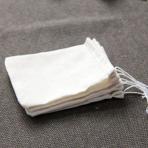 Bolsa de hilo de algodón puro 80 X 100 mm Bolsas de filtro de té Colador de cordón Uso repetido Algodón Sin lejía ZA6255