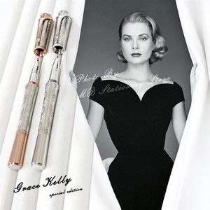 PURE PEARL Collection Princesse Grace de Monaco Roller Ball Pen Edición Púrpura Negro Resina Barril Corona tallada Papelería de lujo 234O