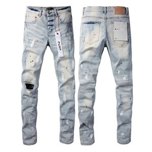 PURP BRAND Diseñador Americano Azul Algodón High Street Ripped Strech Slim Fit Jeans de moda desgastados Pantalón de mezclilla