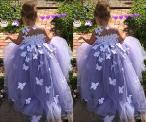 Vestido de fiesta morado de 7 años Vestidos de niña de flores Tul Apliques florales en 3D Vestidos de desfile Mariposa Comunión Disfraces Disfraces7616830