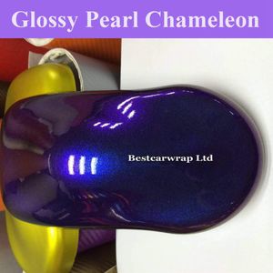 Purple Blue Pearl Gloss Chameleon Vinyl Wrap Película con burbuja de aire Flip Flip Flip Glitter Pearl Car Wrap Tamaño de la pegatina1 52 308H